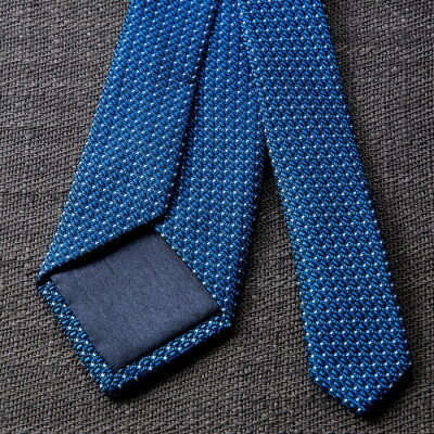 【ふるさと納税】【手織りネクタイ】丹後ブルー ラインドットタイ kuskafabric 丹後の絹織物【高島屋選定品】【1615580】 サムネイル2