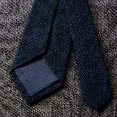 【ふるさと納税】【手織りネクタイ】ダークネイビー 丹後ジャカードタイ kuskafabric 京都・丹後のシルク織物【1689929】 サムネイル2
