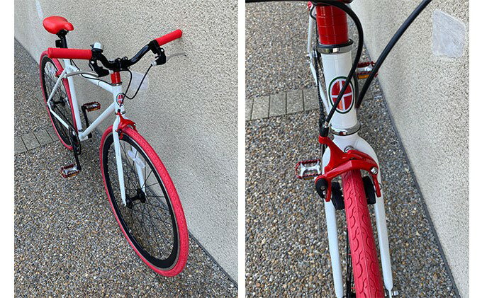 【ふるさと納税】POSTINO シングルスピードバイク 700×28C【ホワイト×レッド】P603 サムネイル2