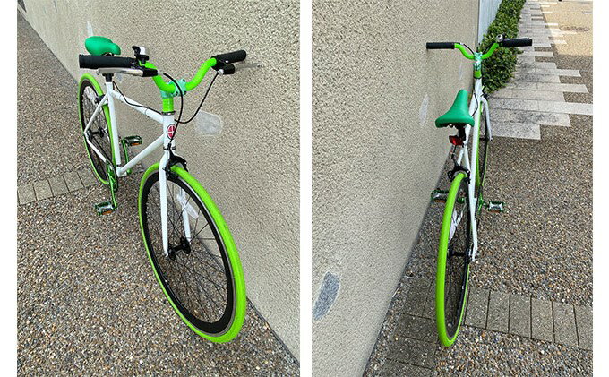 【ふるさと納税】POSTINO シングルスピードバイク 700×28C【ホワイト×グリーン】P604 サムネイル2