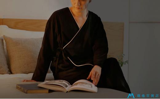 【ふるさと納税】藤巻百貨店×角野晒染 和晒ガーゼパジャマ 作務衣タイプ（ブラック・M） サムネイル3