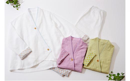 【ふるさと納税】角野晒染　和晒ガーゼパジャマ　Panema　ラベンダー（Lサイズ） サムネイル3