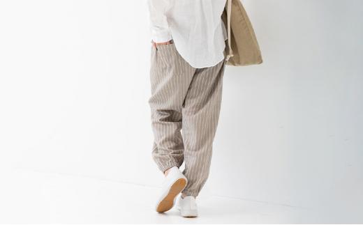 【ふるさと納税】角野晒染　和晒ガーゼもんぺパンツ　ストライプ（ブラック／Mサイズ） サムネイル2