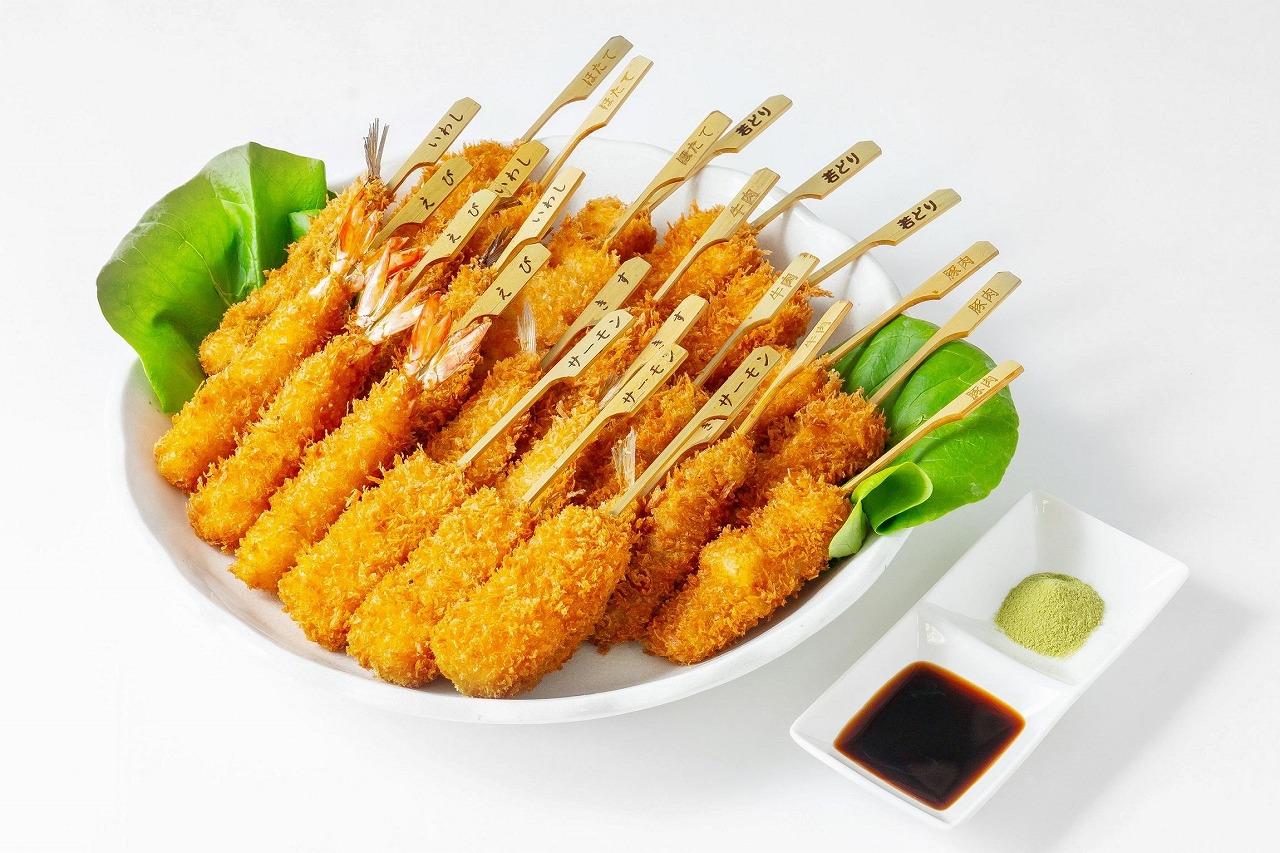 【ふるさと納税】富惣 串揚げ 8種 24本 セット 塩&ソース付き | 串カツ パーティ 冷凍 取り寄せ 食べ比べ 牛肉 アスパラ 豚肉 鶏肉 海老 サーモン 鰯 ホタテ 人気 おすすめ 大阪府 堺市