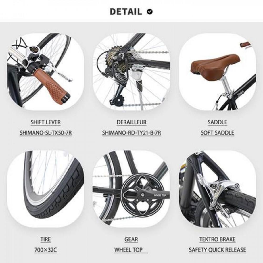 【ふるさと納税】ヱビス自転車 クロスバイク・シマノ製外装7段変速・アルミフレーム・700×32c 軽量 電動なし Solid【マットブラック】 サムネイル2