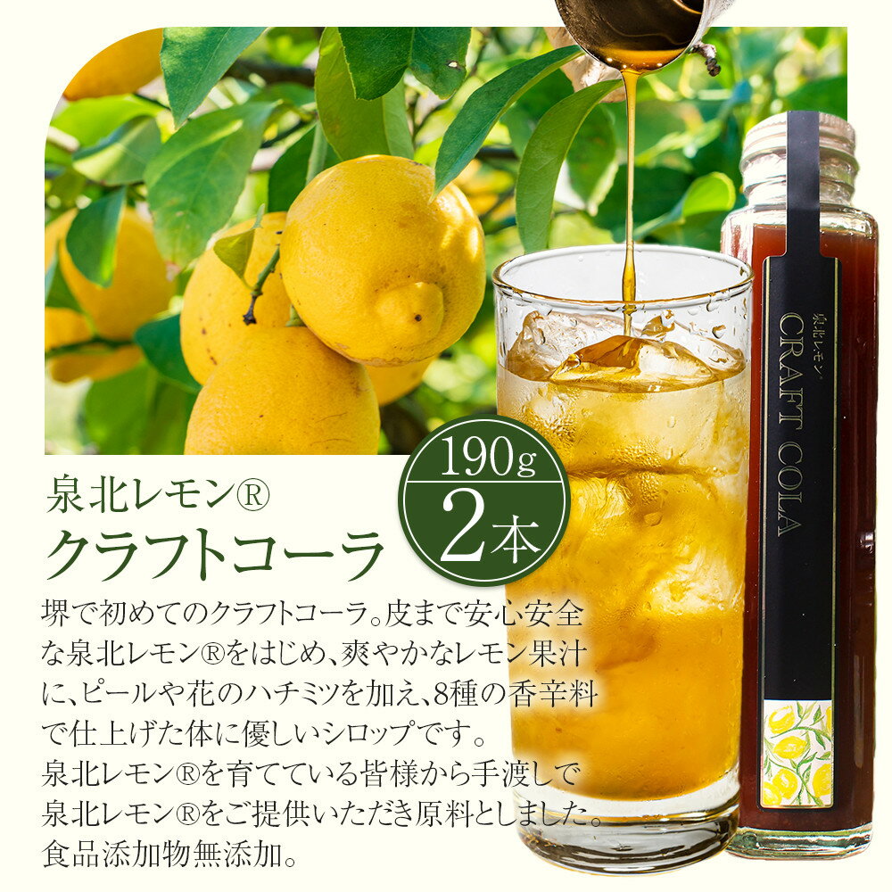 【ふるさと納税】泉北レモン(R)クラフトコーラ 2本セット | 大阪府 堺市 大阪 堺 大阪府堺市 ふるさと 納税 支援 返礼品 支援品 ギフト プレゼント 特産品 新名物 レモン 泉北レモン レモン果汁 コーラ 希少 お取り寄せ お取り寄スイーツ 詰め合わせ お土産 手土産 サムネイル2