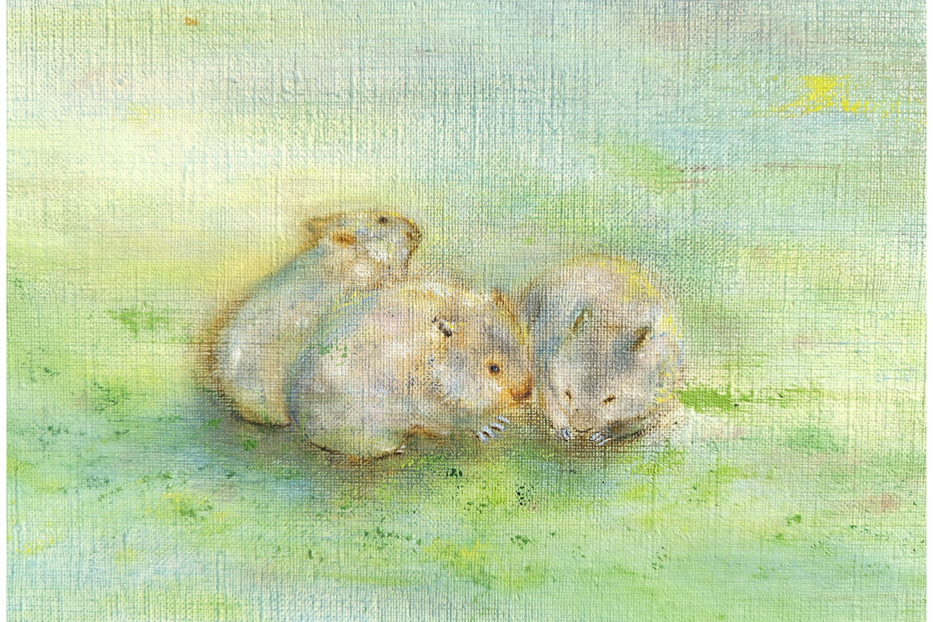 【ふるさと納税】ウォンバット絵画 『それぞれのお月見』【ジクレー版画】額付き サムネイル3