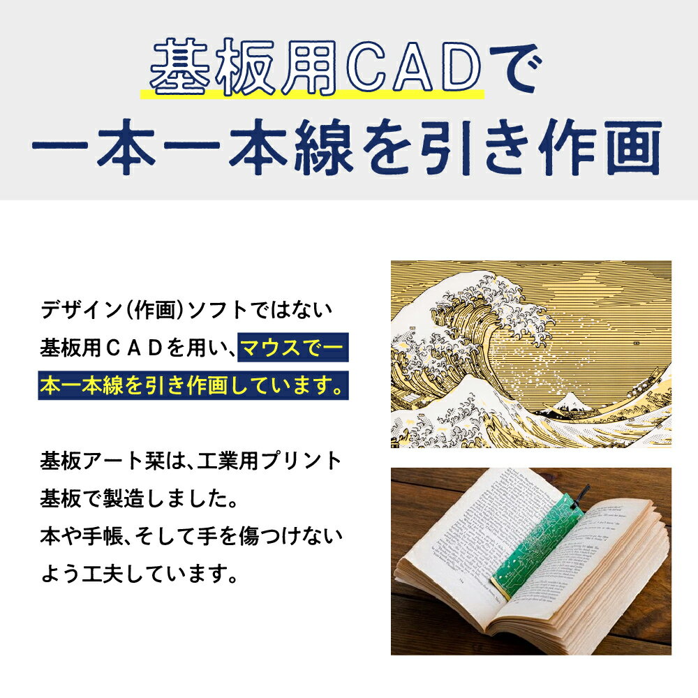 【ふるさと納税】基板 アート 栞【オリジナルデザイン】 ブックマーカー ブックマーク 閉じる 挟む 地図 回路図 葛飾北斎 神奈川沖浪裏 大阪府 吹田市 サムネイル3