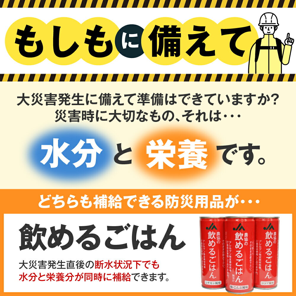 【ふるさと納税】災害備蓄用飲料 農協の飲めるごはん 30缶 選べる風味 梅こんぶ風味 / ココア風味 / シナモン風味 非常食 保存食 地震 防災 備蓄食 安心 安全 送料無料 大阪府 吹田市 サムネイル2