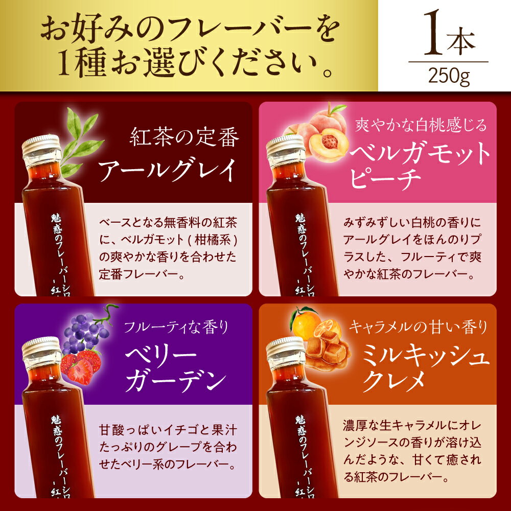 【ふるさと納税】魅惑のフレーバーシロップ 〜 紅茶 のささやき〜 / フレーバーが選べる アールグレイ ベルガモットピーチ ベリーガーデン ミルキッシュクレメ 紅茶シロップ シロップ フレーバーティー お菓子作り お茶会 割り物【 大阪府 吹田市 】 サムネイル3