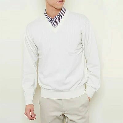 日本製 カシミヤ100% Vセーター 白 Mサイズ｜敬老の日 ギフト 誕生日プレゼント 贈り物 父の日 母の日 [2511]