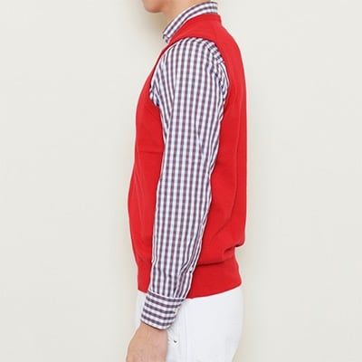 【ふるさと納税】日本製 カシミヤ100% Vベスト 赤 Lサイズ｜敬老の日 ギフト 誕生日プレゼント 贈り物 父の日 母の日 [2518] サムネイル2