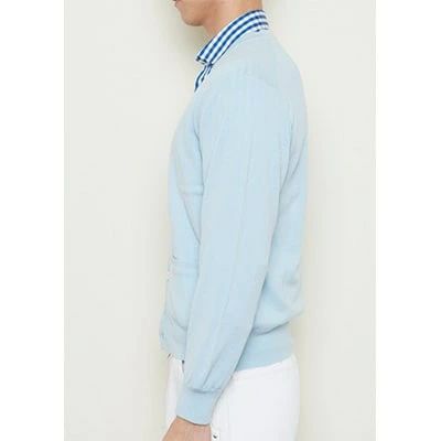 【ふるさと納税】日本製 カシミヤ100% カーディガン サックス Lサイズ｜敬老の日 お歳暮 御歳暮 贈答品 ギフト 誕生日プレゼント 贈り物 父の日 母の日 お年賀 寒中見舞い クリスマス お見舞 [2522] サムネイル3