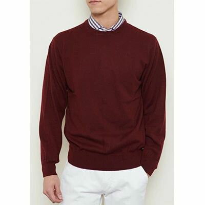 日本製 カシミヤ100% 丸首セーター ワイン Sサイズ｜敬老の日 お歳暮 御歳暮 贈答品 ギフト 誕生日プレゼント 贈り物 父の日 母の日 お年賀 寒中見舞い クリスマス お見舞 [2544]