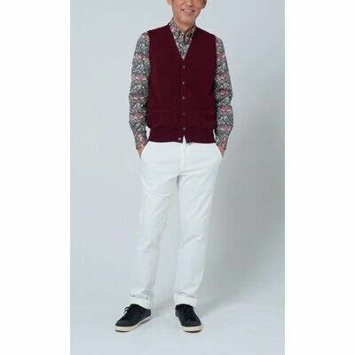 【ふるさと納税】日本製 カシミヤ100% 前開きベスト ワイン Mサイズ｜敬老の日 お歳暮 御歳暮 贈答品 ギフト 誕生日プレゼント 贈り物 父の日 母の日 お年賀 寒中見舞い クリスマス お見舞 [2554] サムネイル2