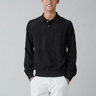 日本製 カシミヤ100% ポロセーター 黒 Sサイズ｜敬老の日 お歳暮 御歳暮 贈答品 ギフト 誕生日プレゼント 贈り物 父の日 母の日 お年賀 寒中見舞い クリスマス お見舞 [2557]