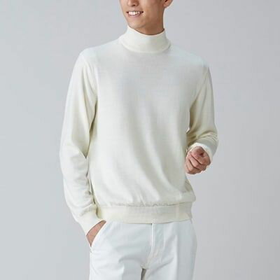 日本製 カシミヤ100% ハイネック 白 Sサイズ｜敬老の日 ギフト 誕生日プレゼント 贈り物 父の日[2593]