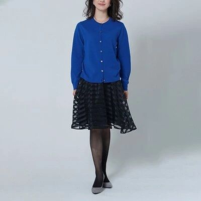 【ふるさと納税】日本製 カシミヤ100% レディース クルーカーディガン ブルー Sサイズ｜敬老の日 ギフト 誕生日プレゼント 贈り物 父の日 母の日 [2569] サムネイル2