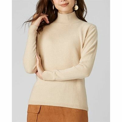 希少ベビーカシミヤ100％ 女性ハイネック セーター L ベージュ 1枚 20401L BE｜敬老の日 お歳暮 御歳暮 贈答品 ギフト 誕生日プレゼント 贈り物 父の日 母の日 お年賀 寒中見舞い クリスマス お見舞 [0906]