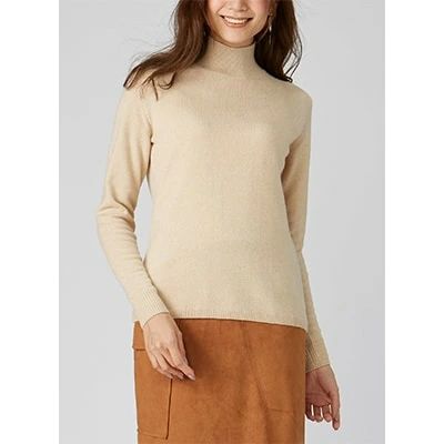 【ふるさと納税】希少ベビーカシミヤ100％ 女性ハイネック セーター L ベージュ 1枚 20401L BE｜敬老の日 お歳暮 御歳暮 贈答品 ギフト 誕生日プレゼント 贈り物 父の日 母の日 お年賀 寒中見舞い クリスマス お見舞 [0906] サムネイル2
