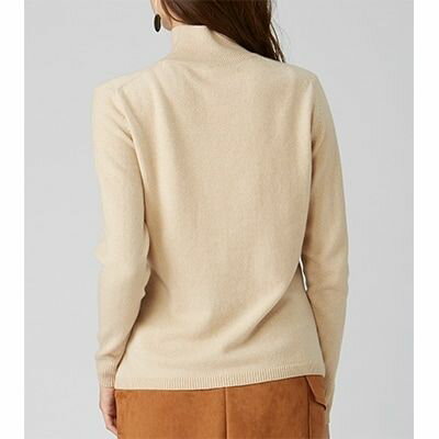 【ふるさと納税】希少ベビーカシミヤ100％ 女性ハイネック セーター L ベージュ 1枚 20401L BE｜敬老の日 お歳暮 御歳暮 贈答品 ギフト 誕生日プレゼント 贈り物 父の日 母の日 お年賀 寒中見舞い クリスマス お見舞 [0906] サムネイル3