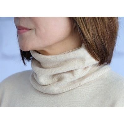 【ふるさと納税】希少ベビーカシミヤ100%洗えるネックウォーマー日本製 Fタイプ ベージュ 1枚 201FBE｜最高級 逸品 軽い 暖かい 敬老の日 誕生日 プレゼント ギフト クリスマス [1157] サムネイル2