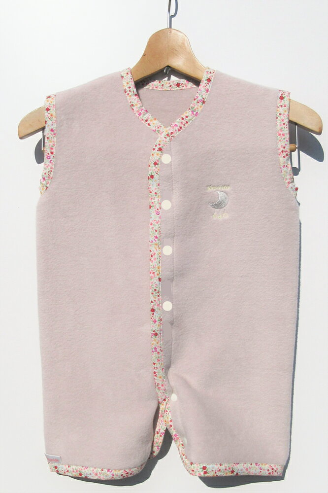 【ふるさと納税】綿毛布スリーパー 2way仕様で暖か(Mサイズ) ベージュピンク×花柄 毛布の町(泉大津産)｜着る毛布 赤ちゃん ベビー 洋服 子供服 子供用 保温性 保湿性 通気性 睡眠 洗える 洗濯可能 プレゼント ギフト お祝い sleeper-s [3010] サムネイル2