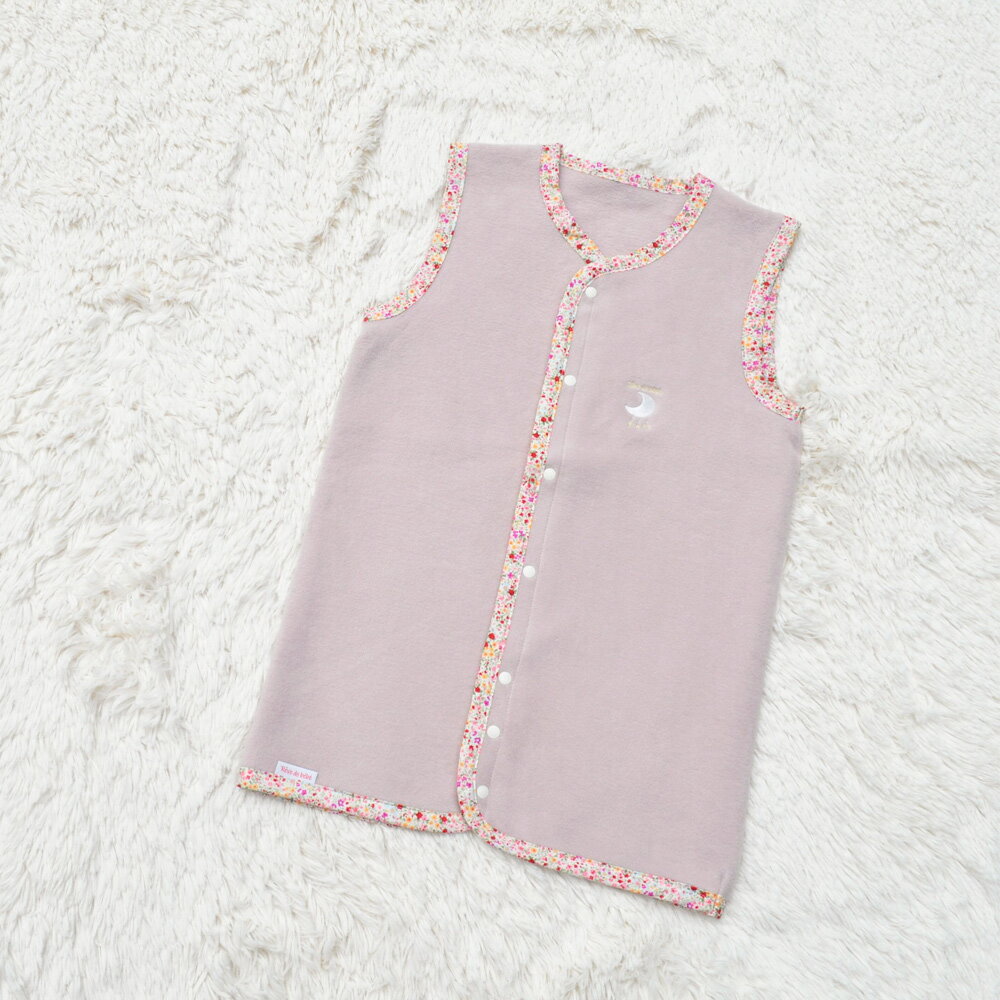 【ふるさと納税】綿毛布スリーパー 2way仕様で暖か(Lサイズ) ベージュピンク×花柄 毛布の町(泉大津産)｜着る毛布 赤ちゃん ベビー 洋服 子供服 子供用 保温性 保湿性 通気性 睡眠 洗える 洗濯可能 プレゼント ギフト お祝い sleeper-s [3011] サムネイル3