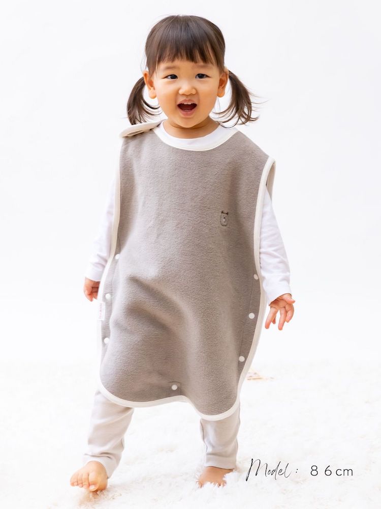 名入れ可 綿毛布スリーパー (丸型) ブラウン×くま 毛布の町泉大津市産｜天然素材 綿100% 速乾 オールシーズン 着る毛布 ベビー服 ベビー用品 ベビーグッズ ベビー 子供服 赤ちゃん 子供用 プレゼント ギフト お祝い sleeper-maru [3342]