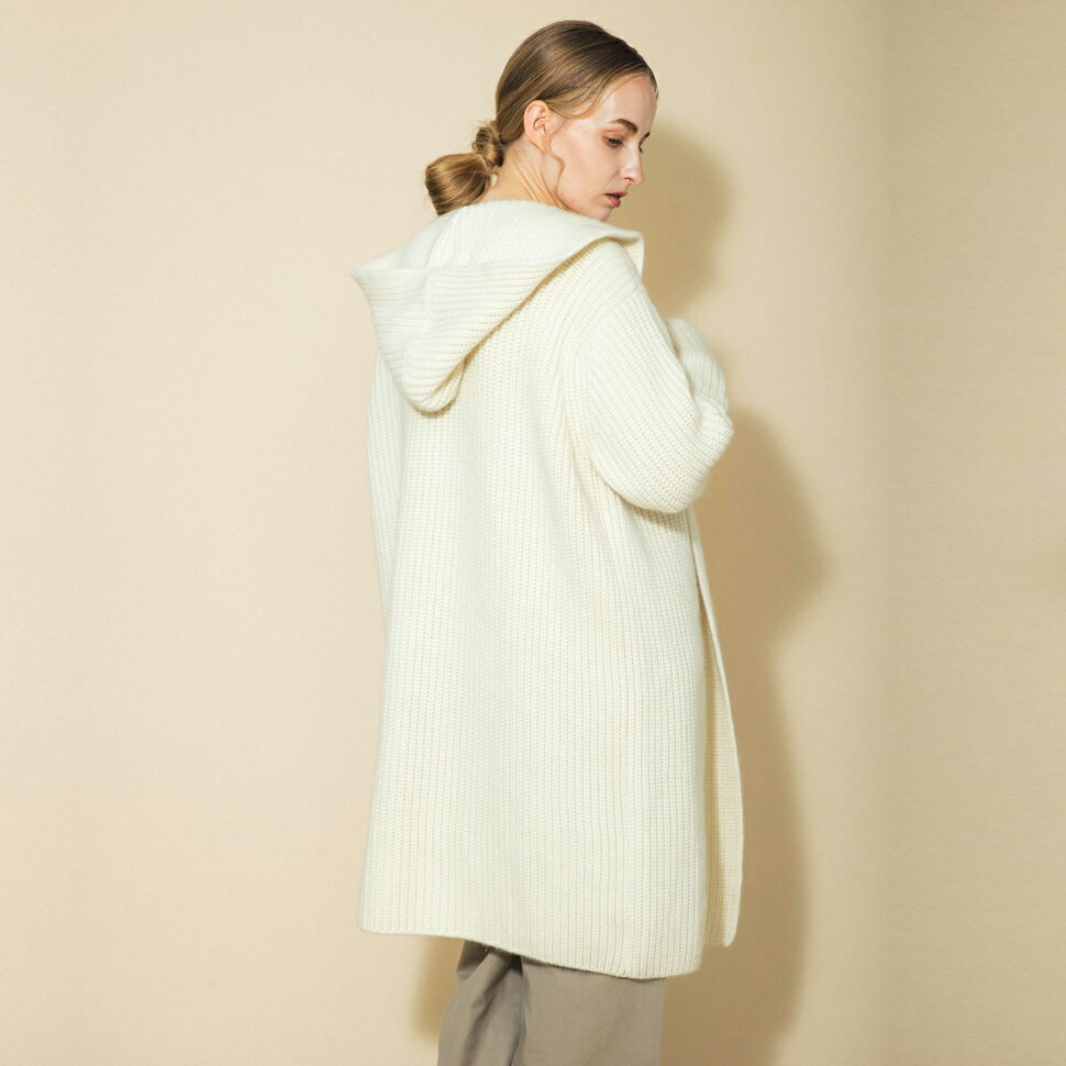 【ふるさと納税】カシミヤ100% 片畦ニットコート 7251-BCW Lサイズ ホワイト｜カシミヤコート 最高級 レディース ファッション [3176] サムネイル2