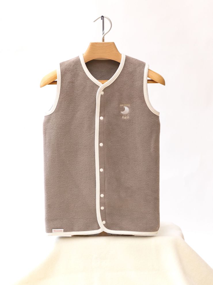 【ふるさと納税】綿毛布スリーパー 2way仕様で暖か(Lサイズ) ブラウン×ホワイト 毛布の町(泉大津産)｜天然素材 綿100% 速乾 オールシーズン 着る毛布 ベビー服 ベビー用品 ベビーグッズ ベビー 子供服 赤ちゃん 子供用 プレゼント ギフト お祝い sleeper-s [3359] サムネイル2