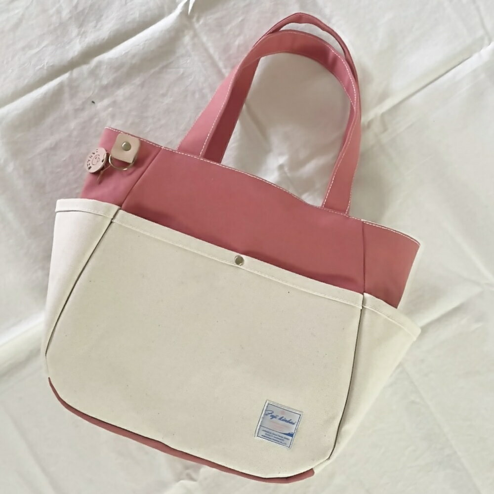 [ころりん工房] ふとっちょころりん／ピンク／富士金梅 8号帆布バッグ｜トートバッグ 手提げ 鞄 カバン ハンドメイド 通勤 通学 お買い物 買物 お出かけ 散歩 アウトドア [3372]