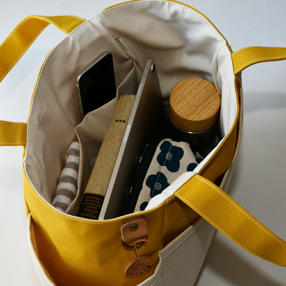 【ふるさと納税】[ころりん工房] ふとっちょころりん／水色／富士金梅 8号帆布バッグ｜トートバッグ 手提げ 鞄 カバン ハンドメイド 通勤 通学 お買い物 買物 お出かけ 散歩 アウトドア [3373] サムネイル3