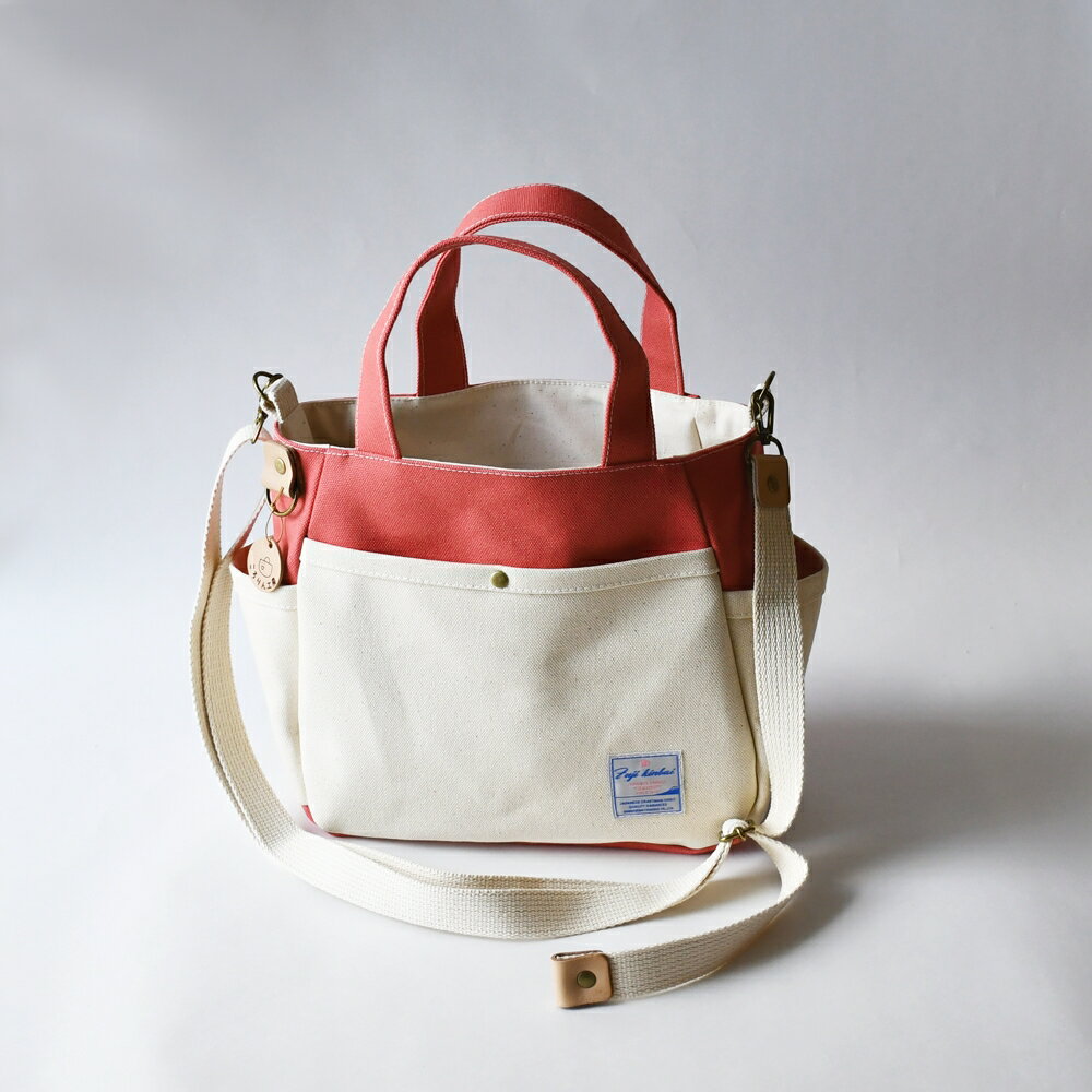 [ころりん工房] ふとっちょころりんミニ／ピンク／富士金梅 8号帆布バッグ｜トートバッグ ランチバッグ 手提げ 鞄 カバン ハンドメイド 通勤 通学 お買い物 買物 お出かけ 散歩 [3375]