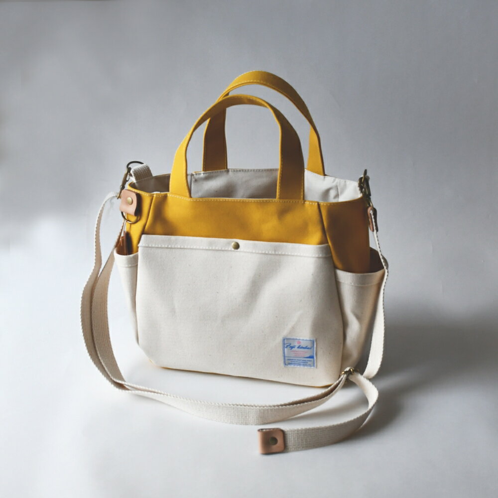 [ころりん工房] ふとっちょころりんミニ／黄色／富士金梅 8号帆布バッグ｜トートバッグ ランチバッグ 手提げ 鞄 カバン ハンドメイド 通勤 通学 お買い物 買物 お出かけ 散歩 [3377]