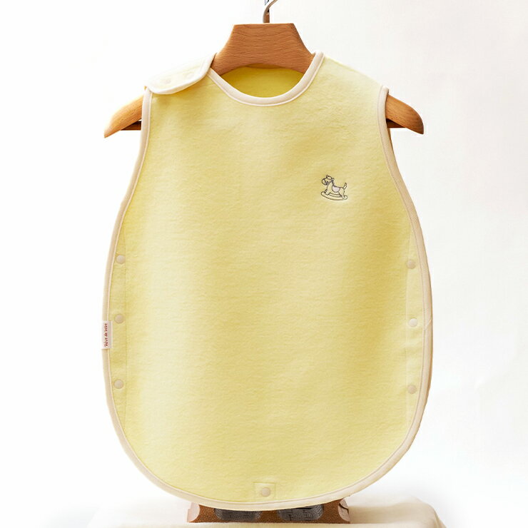 【ふるさと納税】名入れ可 綿毛布スリーパー(丸型) ・クリームイエロー×木馬 毛布の町泉大津市産 sleeper-maru [3881]