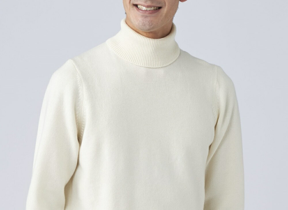 【ふるさと納税】日本製 カシミヤ100% タートルネック 白 Sサイズ｜敬老の日 ギフト 誕生日プレゼント 贈り物 父の日 [2589] サムネイル3