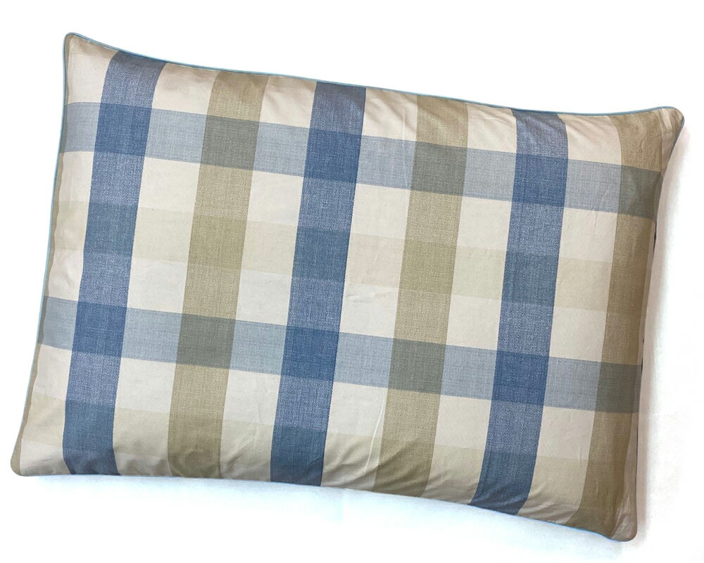 【ふるさと納税】高さ調整簡単 パイプ枕 大(43×63cm)1個 枕カバーブルー2枚(マドラス柄)｜リラックス 快眠 快適 熟睡 睡眠 枕 まくら 寝具 いびき防止 睡眠負債 洗濯可能 [2285] サムネイル2