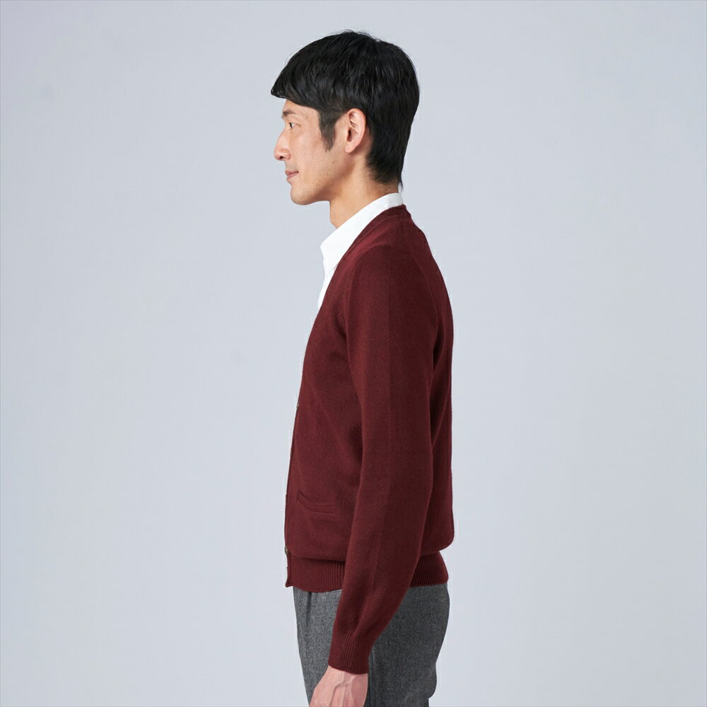 【ふるさと納税】日本製 カシミヤ100% カーディガン ワイン Lサイズ｜敬老の日 お歳暮 御歳暮 贈答品 ギフト 誕生日プレゼント 贈り物 父の日 母の日 お年賀 寒中見舞い クリスマス お見舞 [2643] サムネイル3