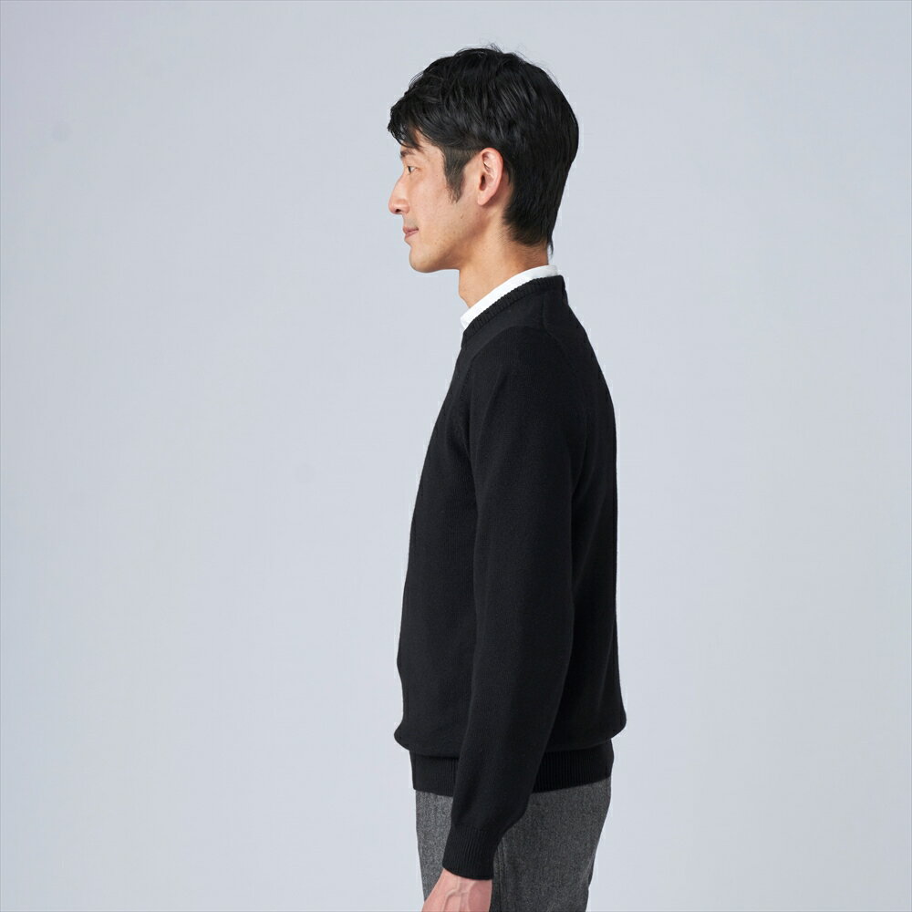 【ふるさと納税】日本製 カシミヤ100% クルーネック ブラック 2Lサイズ｜敬老の日 お歳暮 御歳暮 贈答品 ギフト 誕生日プレゼント 贈り物 父の日 母の日 お年賀 寒中見舞い クリスマス お見舞 [2648] サムネイル3