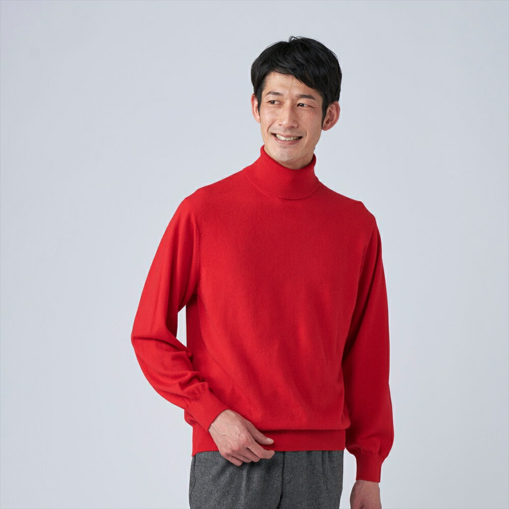 日本製 カシミヤ100% タートルネック 赤 Mサイズ｜敬老の日 お歳暮 御歳暮 贈答品 ギフト 誕生日プレゼント 贈り物 父の日 母の日 お年賀 寒中見舞い クリスマス お見舞 [2654]