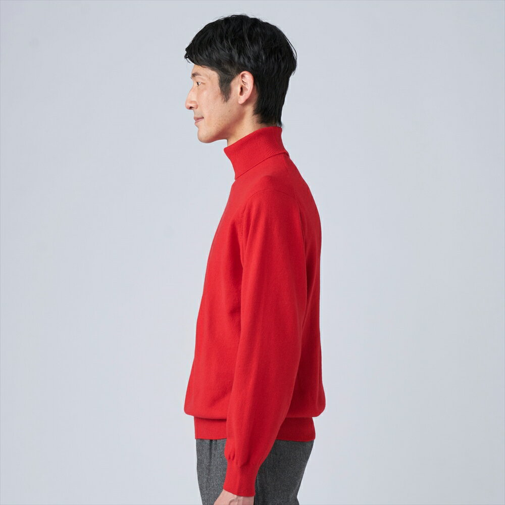 【ふるさと納税】日本製 カシミヤ100% タートルネック 赤 Mサイズ｜敬老の日 お歳暮 御歳暮 贈答品 ギフト 誕生日プレゼント 贈り物 父の日 母の日 お年賀 寒中見舞い クリスマス お見舞 [2654] サムネイル3