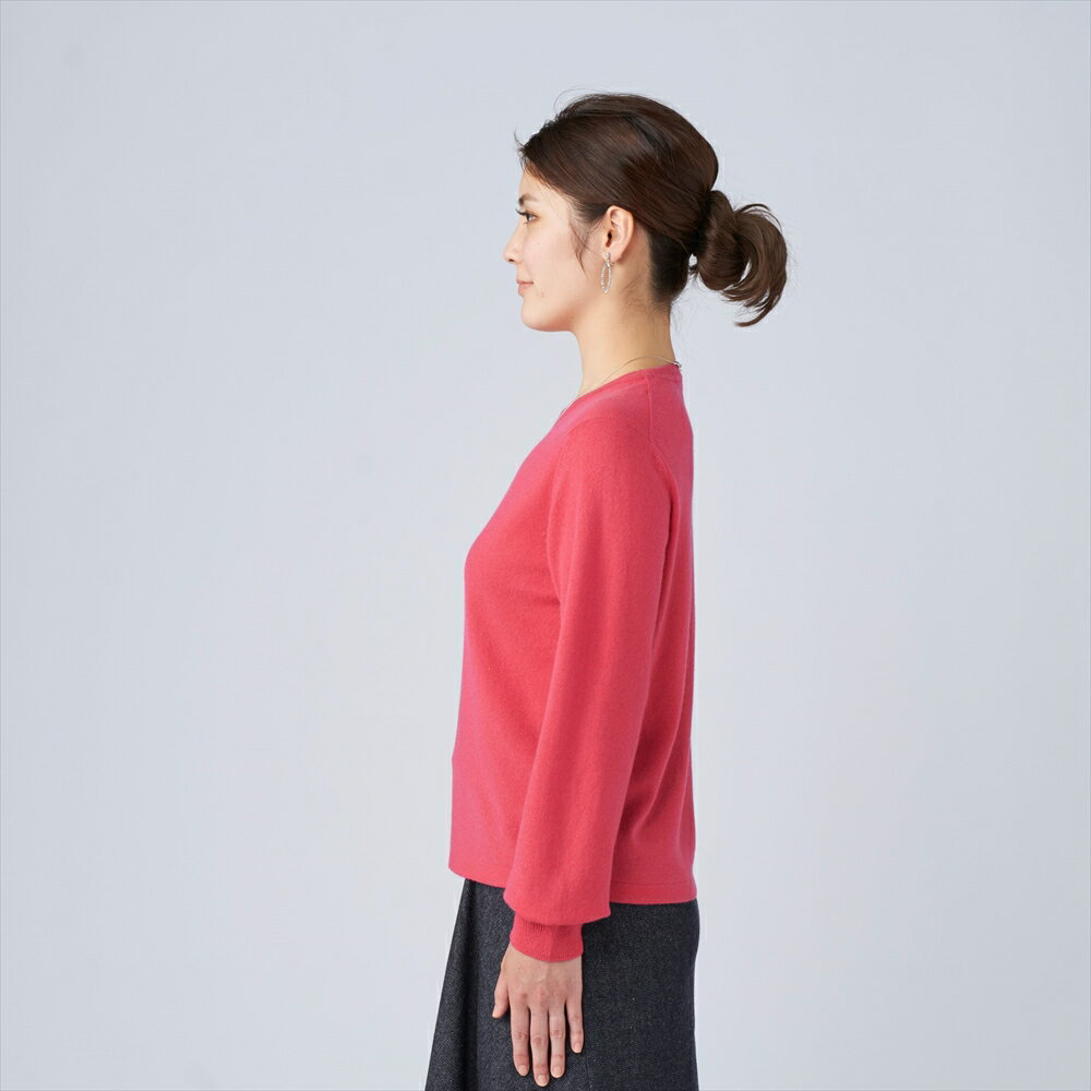 【ふるさと納税】日本製 カシミヤ100% レディース クルーネック ローズピンク Lサイズ｜敬老の日 お歳暮 御歳暮 贈答品 ギフト 誕生日プレゼント 贈り物 父の日 母の日 お年賀 寒中見舞い クリスマス お見舞 [2675] サムネイル3