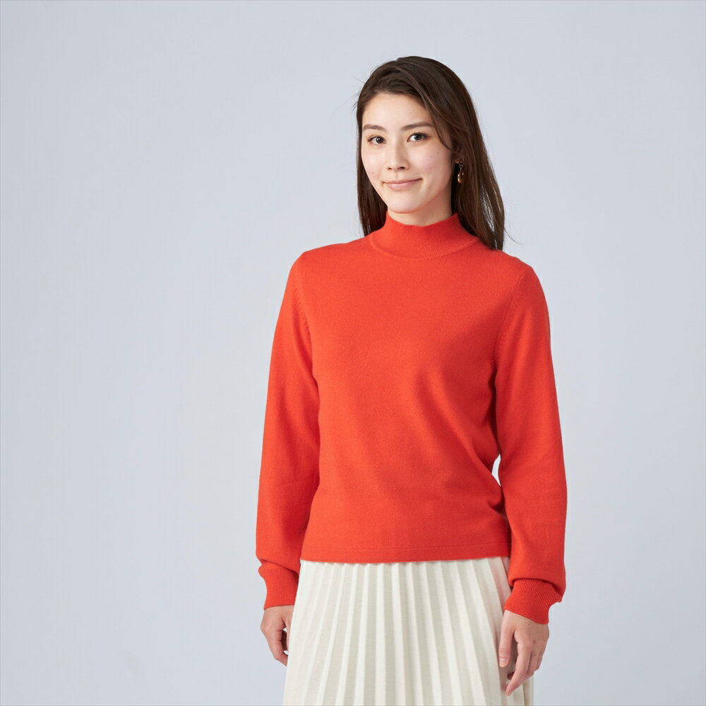 日本製 カシミヤ100% レディース ハイネックセーター オレンジ Sサイズ｜敬老の日 お歳暮 御歳暮 贈答品 ギフト 誕生日プレゼント 贈り物 父の日 母の日 お年賀 寒中見舞い クリスマス お見舞 [1737]