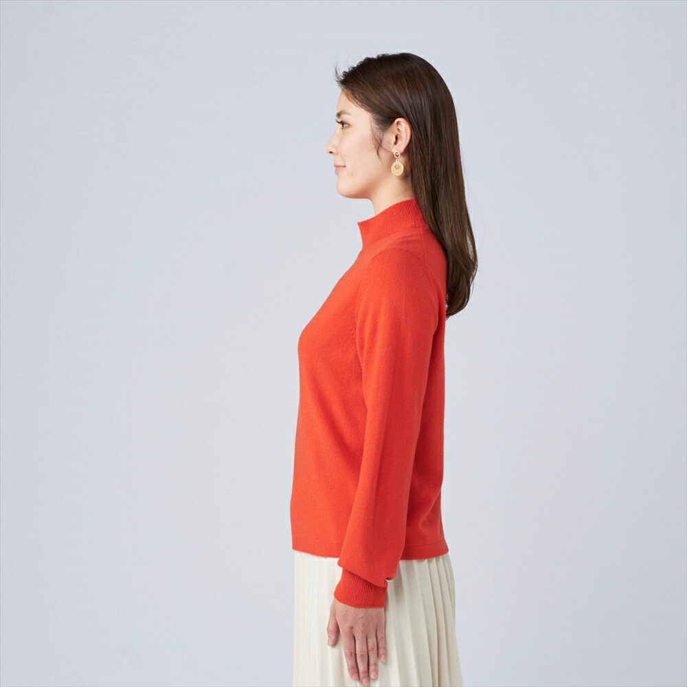 【ふるさと納税】日本製 カシミヤ100% レディース ハイネックセーター オレンジ Sサイズ｜敬老の日 お歳暮 御歳暮 贈答品 ギフト 誕生日プレゼント 贈り物 父の日 母の日 お年賀 寒中見舞い クリスマス お見舞 [1737] サムネイル3