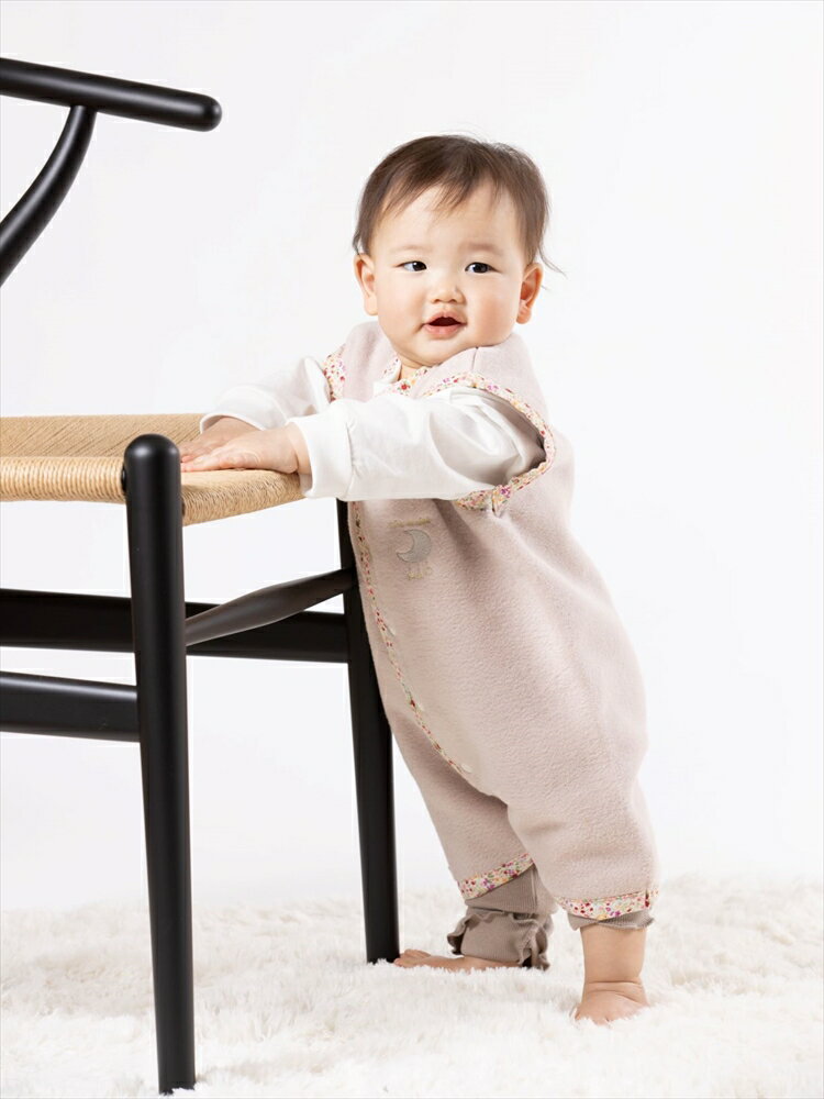 綿毛布スリーパー (Sサイズ) 2way仕様で暖か ベージュピンク×花柄｜ 贈答品 ギフト 誕生日プレゼント 贈り物 クリスマス ベビー キッズ sleeper-s [2434]