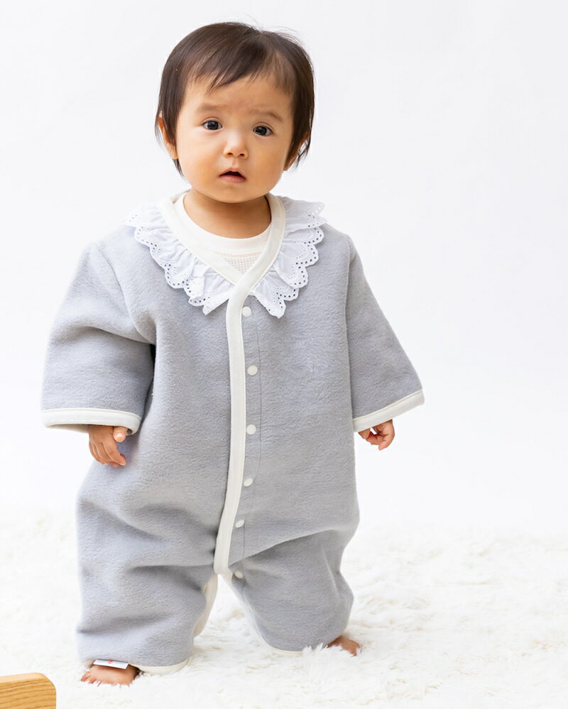 【ふるさと納税】名入れ可 綿毛布 レース半袖スリーパー (Mサイズ グレー) 2way仕様で暖か 毛布の町 (泉大津産)｜ブランケット ひざ掛け 膝掛 快眠 快適 熟睡 睡眠 寝具 洗濯可能 敬老の日 お歳暮 御歳暮 贈答品 ギフト 誕生日プレゼント 贈り物 sleeper-hs-lace [1567] サムネイル3