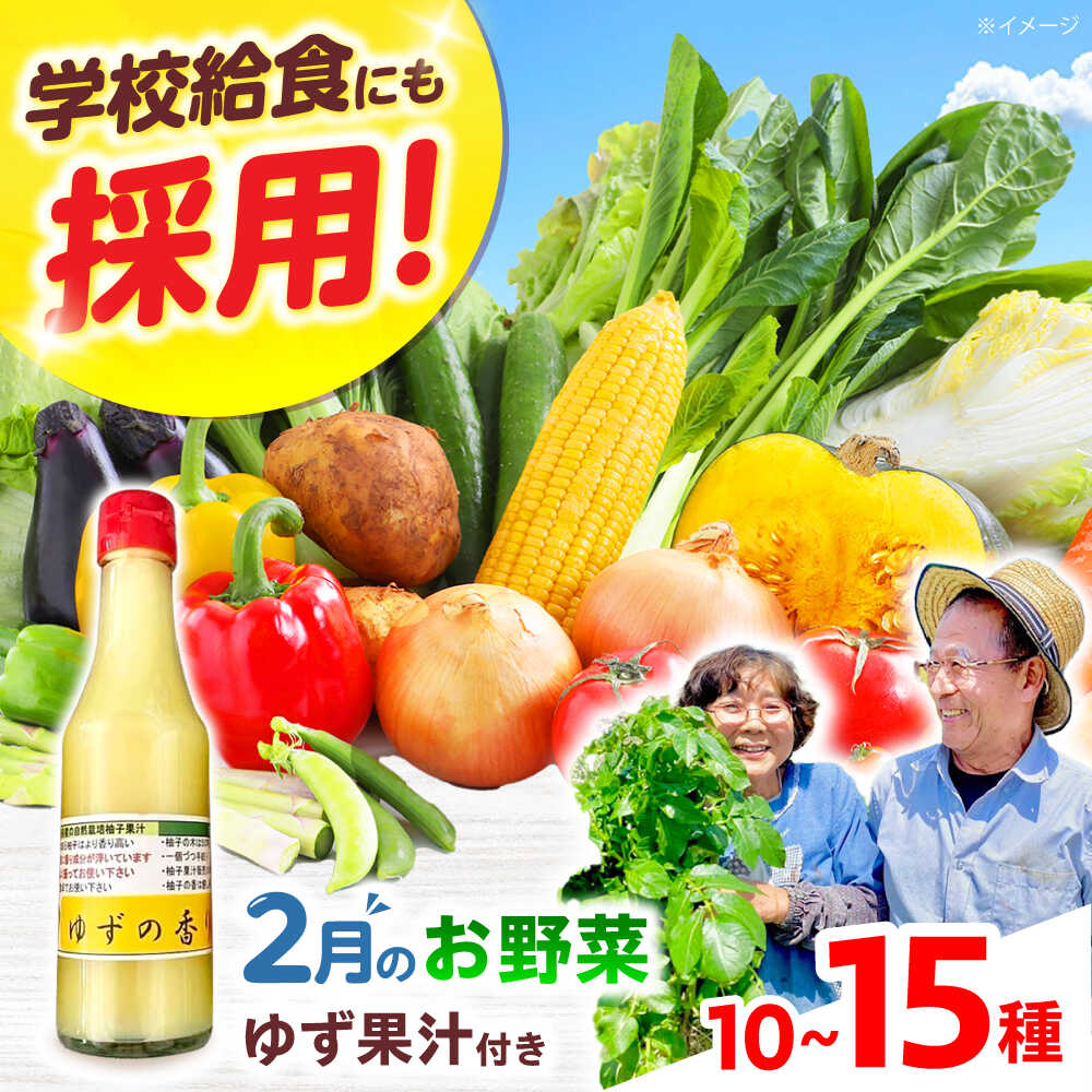 【数量限定】厳選！旬を味わう有機野菜詰め合わせ 2月（10〜15種）＆農家さん自家製ゆず果汁 200ml×1本セット 野菜 やさい 新鮮 産地直送 旬 人気 お取り寄せ 野菜詰め合わせ 野菜セット ゆず 柚子 ゆず果汁 自家製 大阪府高槻市/高槻あぐり[AOCS004]