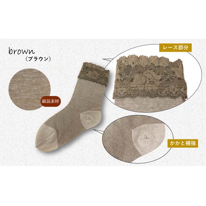 【ふるさと納税】【訳あり】工場直送！レース付ショートストッキング（クルー丈ソックス）3色30足組 日本製 22cm～25cm つま先補強 まとめ買い レディース サムネイル3
