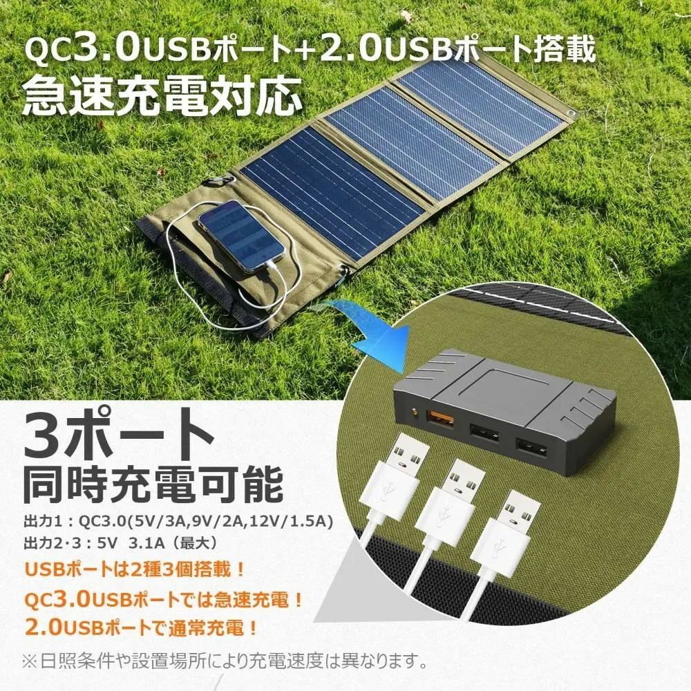 【ふるさと納税】持ち運びできるソーラーパネル 停電 防災 災害 防犯 モバイルバッテリー 太陽光発電 電気代節約 エコ 省エネ 太陽光パネル 停電対策 持ち運び 太陽光発電 地震 ソーラーチャージャー 発電 車中泊 アウトドア スマホ モバイルバッテリー TYH-B3F サムネイル3